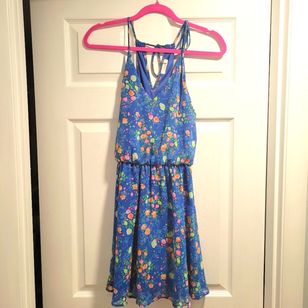 Neon bright flowy summer mini dress